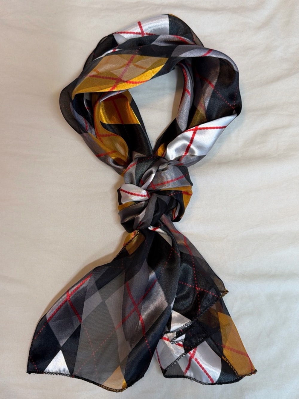 Silky Plaid Black & Orange Lightweight Women's Scarf
